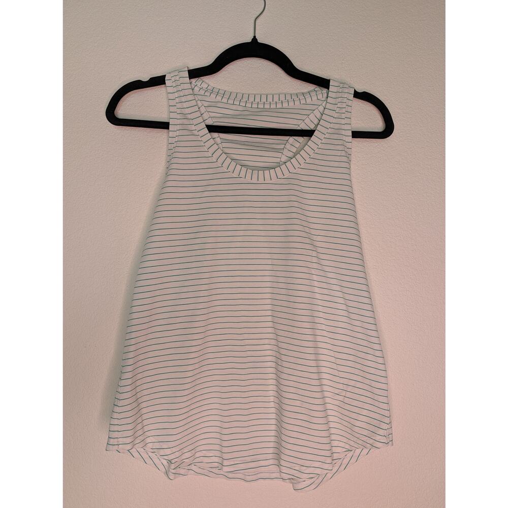Lululemon White Green Striped Racerback Tank Top S Flowy Athleisure Yoga Casual